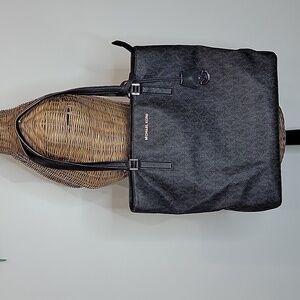 Michael Kors Black and Gray Monogram Medium Tote Bag